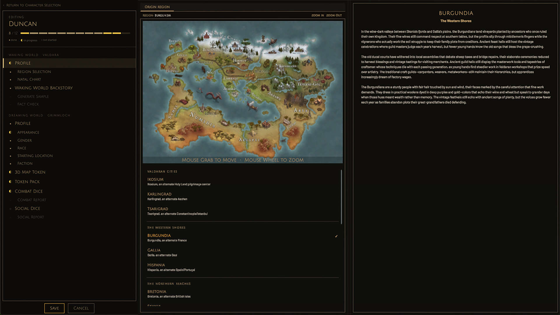 Region Selection & World Map