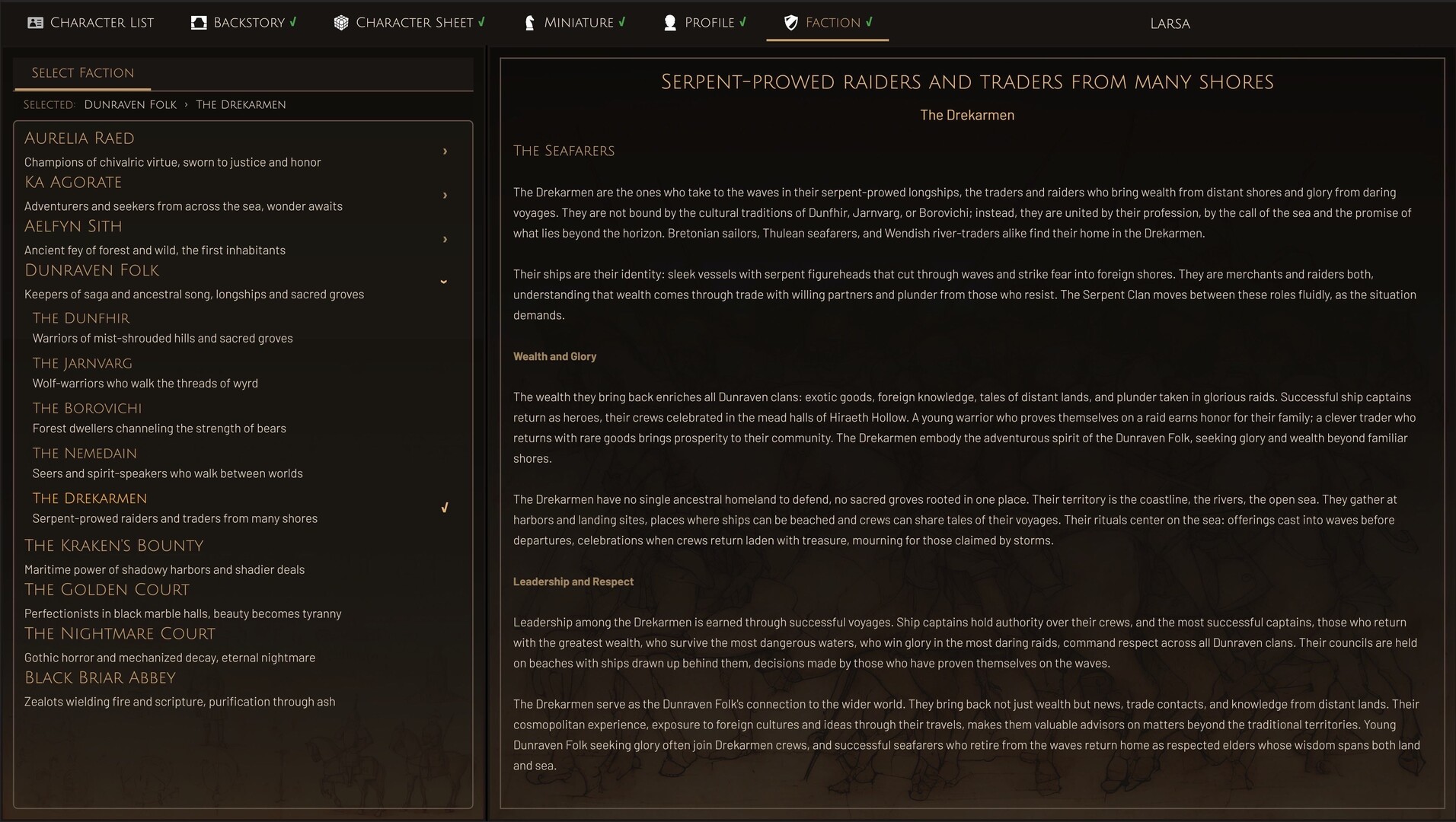 Faction Detail & Lore