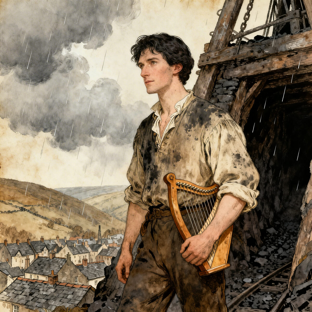 Bretonia Cambria Miner With Harp