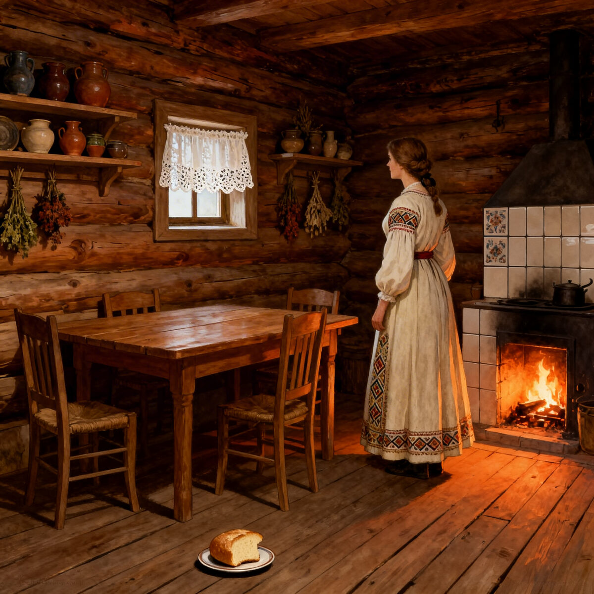 Wendland Woman Tile Stove Old