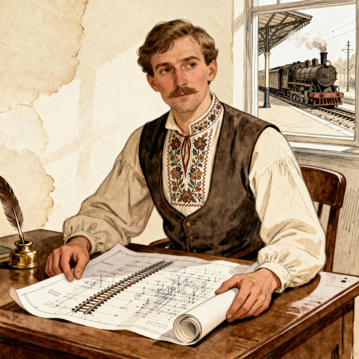 Railroad Engineer Blueprints Train Station