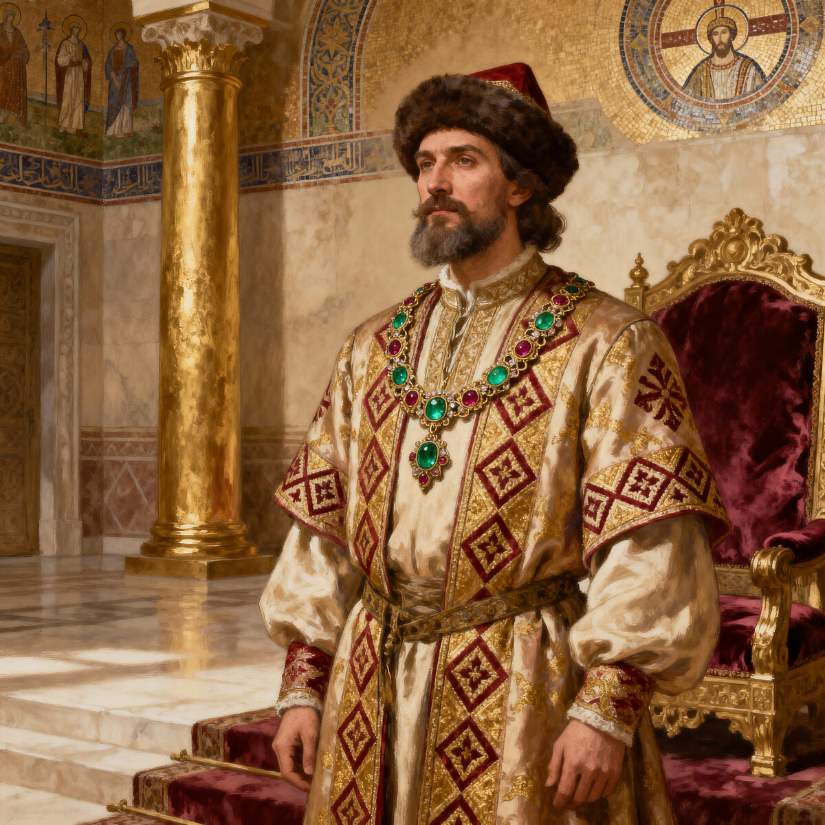 Ruler Jeweled Throne Room Gold Columns